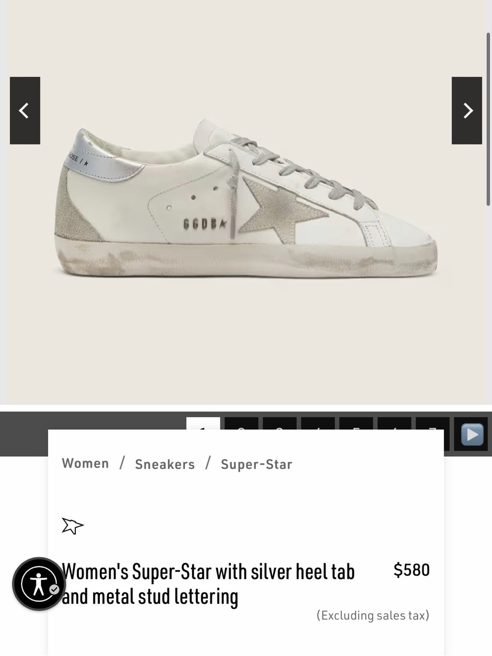 Golden Goose Women’s Super-Star with silver heel tab and metal stud lettering